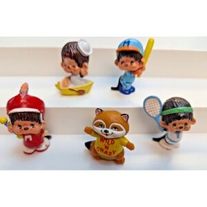 Monchichi Sekiguchi Vintage PVC Figures Shirt Tales Rick Racoon Wild Crazy lot 5